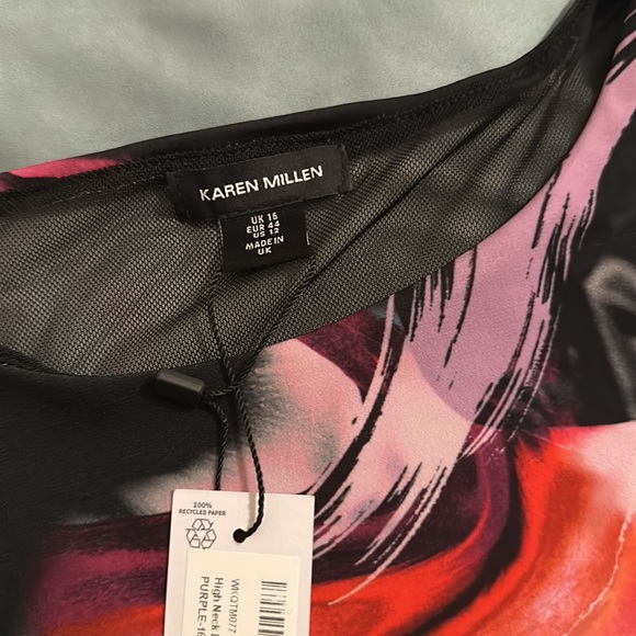 NWT Karen Millen High Neck Draped Jersey Bodysuit in Purple - Picture 5 of 8